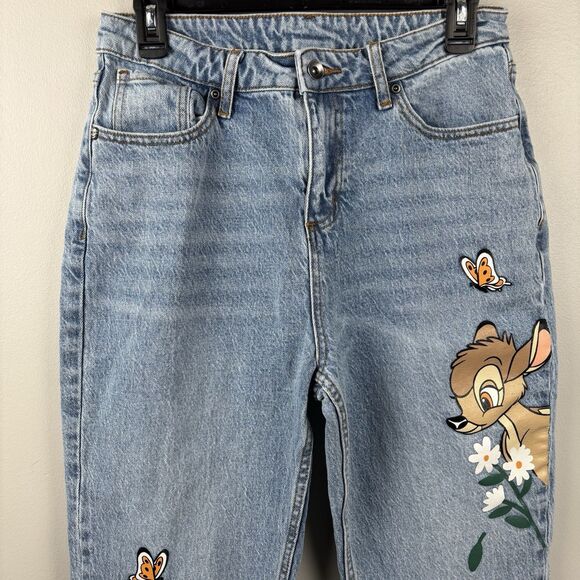 DISNEY Bambi Thumper Jeans High Rise Mom Stretch 29 Denim Womens Size 9 - Picture 10 of 13